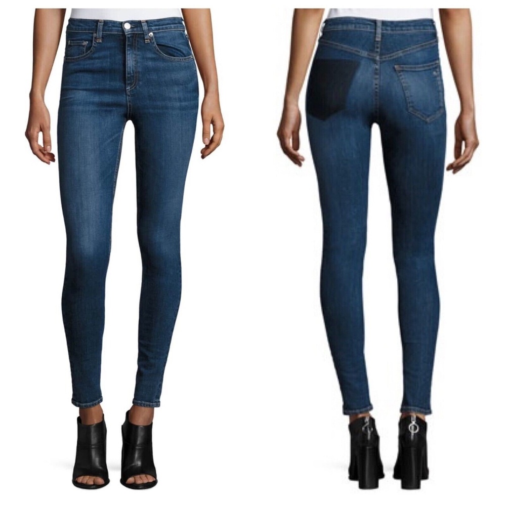 Rag and Bone Womens Jeans Dive High Rise Skinny Eddy Wash One Pocket Sz 28 Blue